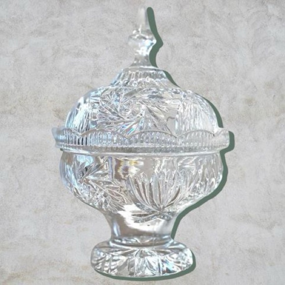 Vintage Crystal Candy Dish, German Compote Dish, Crystal dish, candy dish, cryst